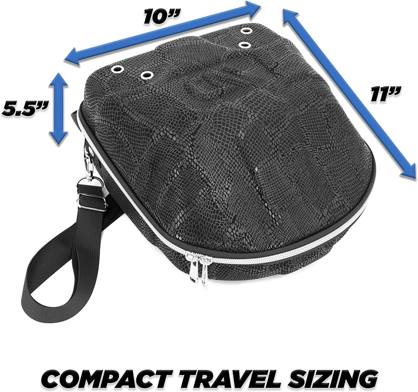Hat Travel Case for Baseball Caps with Crush-Resistant Hard Shell Outer and Adjustable Shoulder Strap