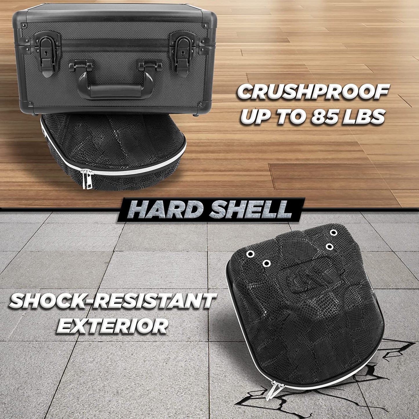 Hat Travel Case for Baseball Caps with Crush-Resistant Hard Shell Outer and Adjustable Shoulder Strap