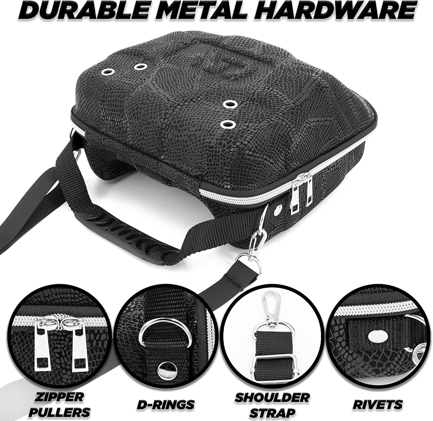 Hat Travel Case for Baseball Caps with Crush-Resistant Hard Shell Outer and Adjustable Shoulder Strap