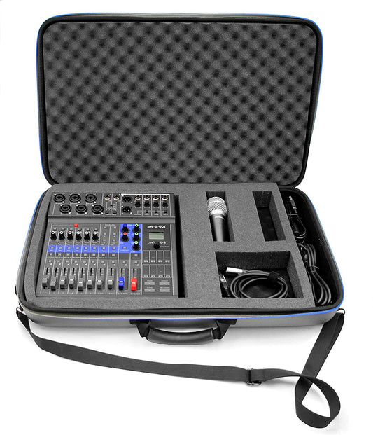 Portable Studio Case Compatible with Zoom Podcast Digital Mixer Livetrak L8 Recorder and Accessories, Includes Carry Bag Only with Strap
