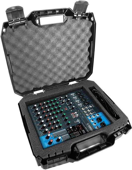 Hard Shell DJ Mixer Travel Case with Customizable Foam Compatible with Yamaha MG10XU, MG10, MG06 10 Input Stereo Mixer Effects and Cables