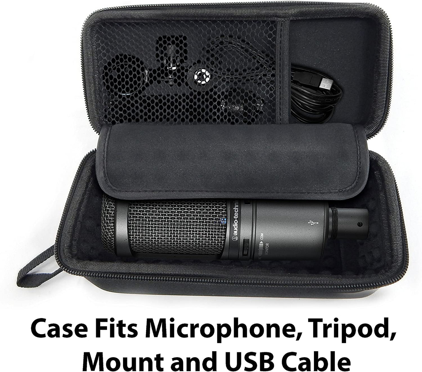 Hard Shell EVA Case Compatible with AT2020 USB Microphone - for Audio-Technica AT2035 AT2050 AT4040 Condenser Mics and Accessories