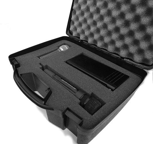 Pyle Pro Wireless Mic Case - Hard Shell Case Compatible with PDWM3400 PDWM3375 UHF Systems with Tri-Layer Foam & Padlock Accessible Holes