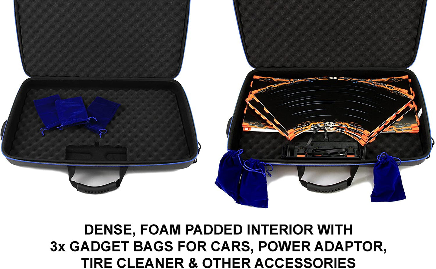 Carry Case for Radio-controlled Cars Compatible with Anki Overdrive Starter Kit & Expansion Tracks - Hard Shell EVA with 3 Organizer Bags - Case Only