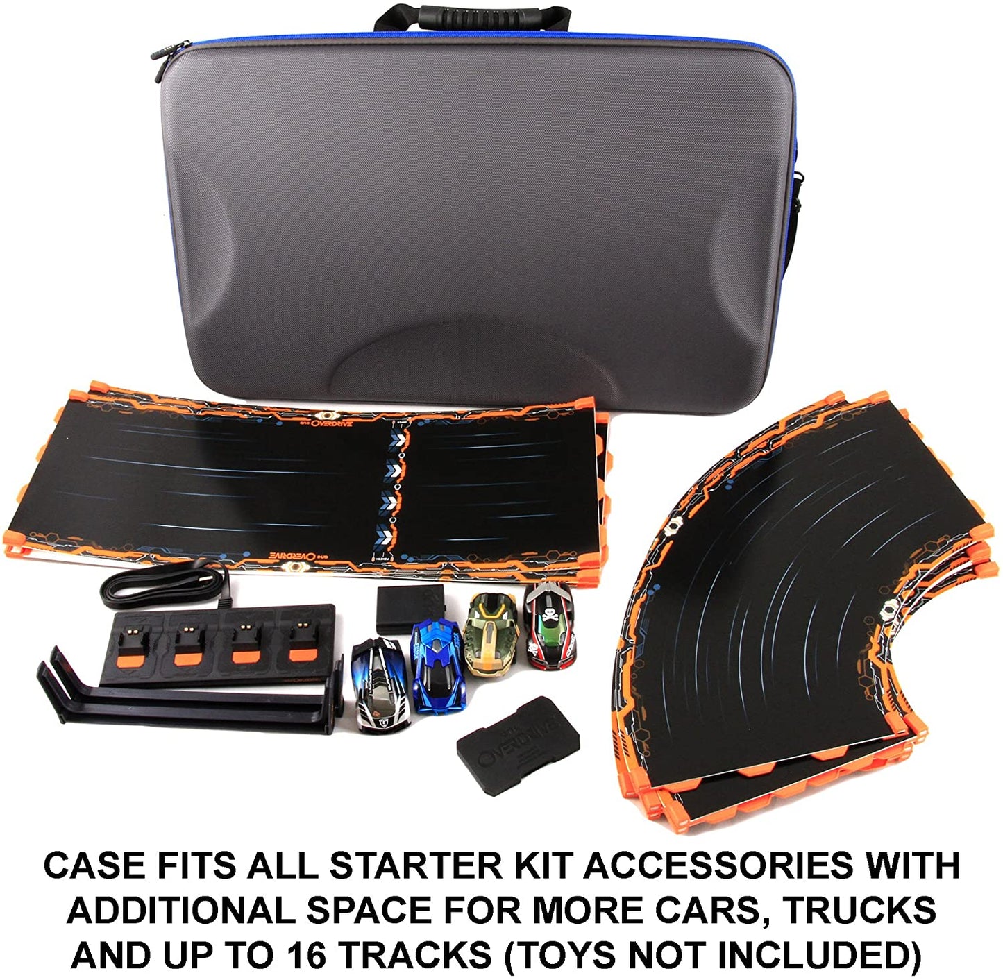 Carry Case for Radio-controlled Cars Compatible with Anki Overdrive Starter Kit & Expansion Tracks - Hard Shell EVA with 3 Organizer Bags - Case Only