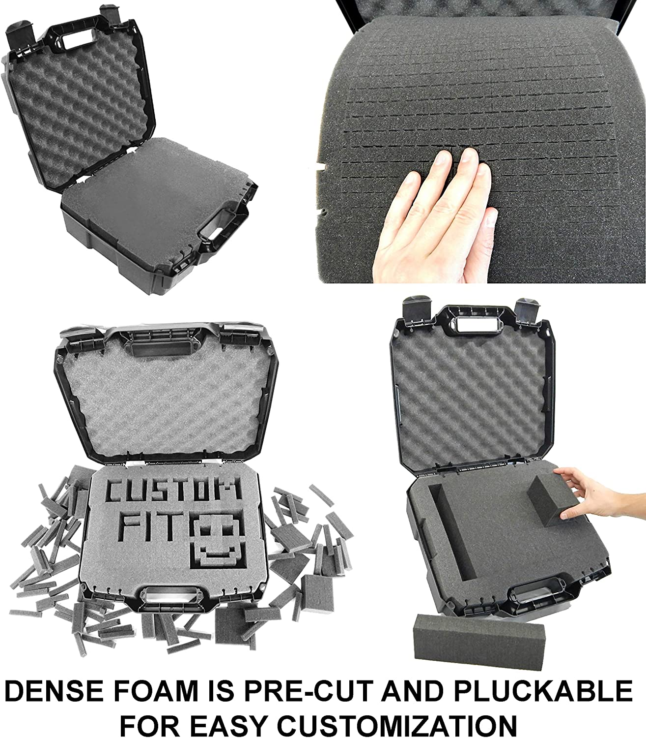 Camera Equipment Case with Custom Foam for DSLR Body, Lens, Flash and More - Hardshell Protective Plastic Hard Case with Customizable Foam