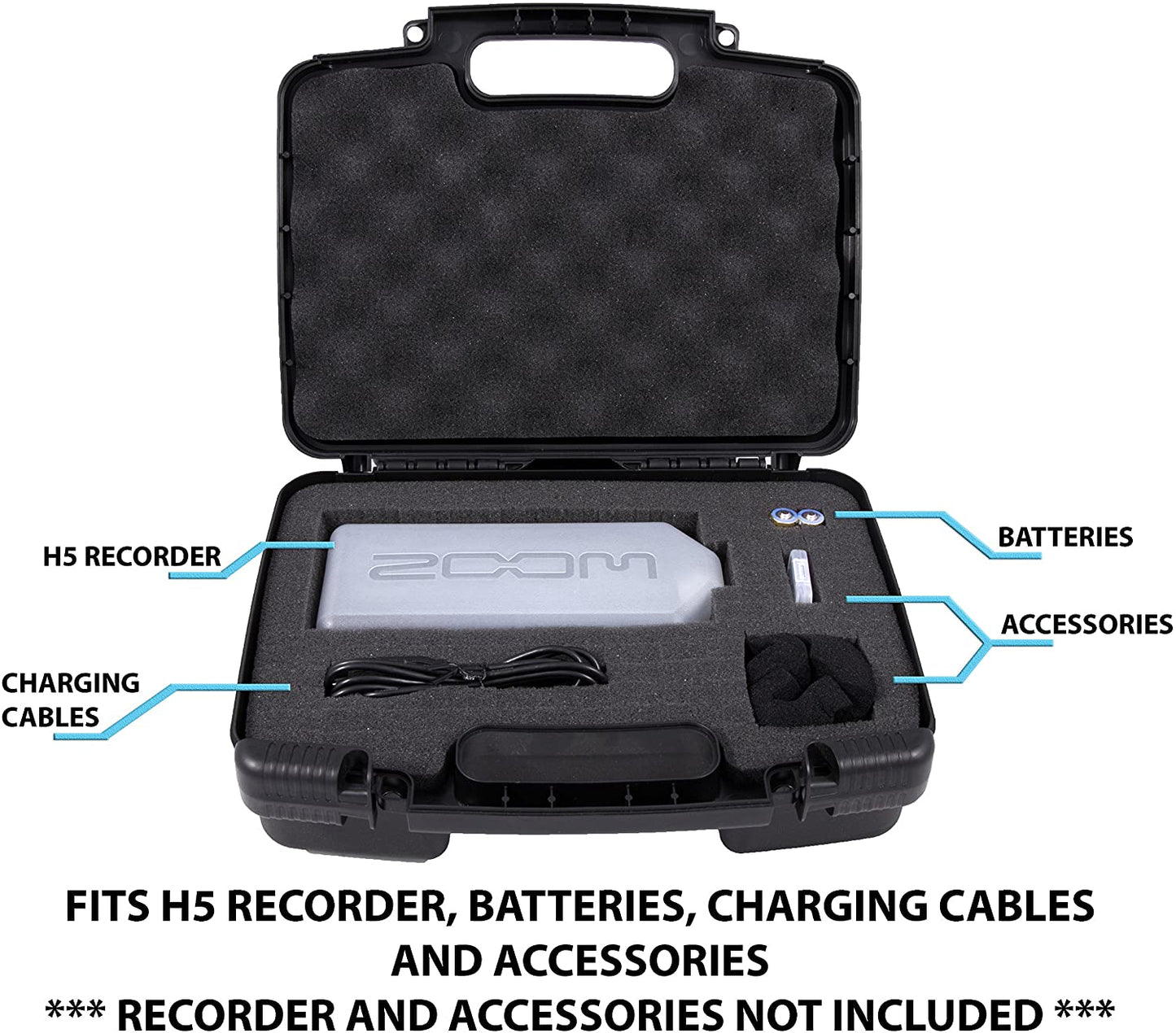 Recorder Travel Case Compatible with Zoom DAT Recorder, H1, H2N, H5, H4N, H6, F8, Q8 Handy Music Recorders, Charger, Tripod Adapter & More
