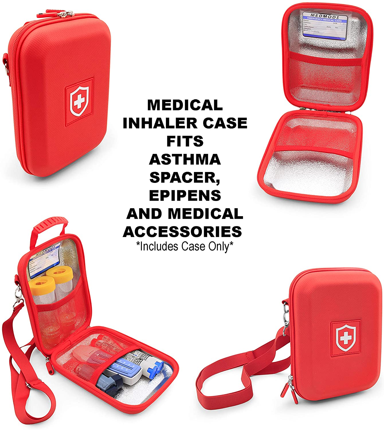 Insulated Asthma Inhaler Case Fits Inhaler Spacer for Kids or Adults, Mask, Epipen, Allergy Medicine and More - Includes CASE ONLY