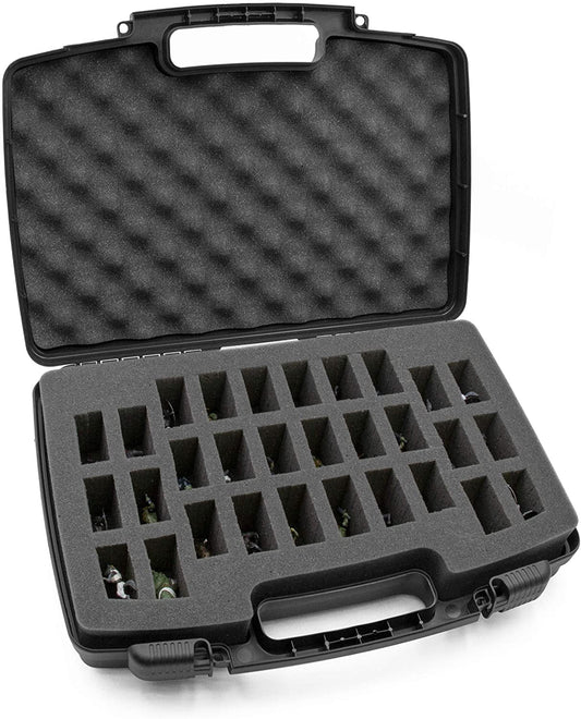 Hard Shell Miniature Storage Travel Case - 30 Figurine Miniature Organizer with Foam for Dungeons & Dragons, Warhammer 40K Minis and More!