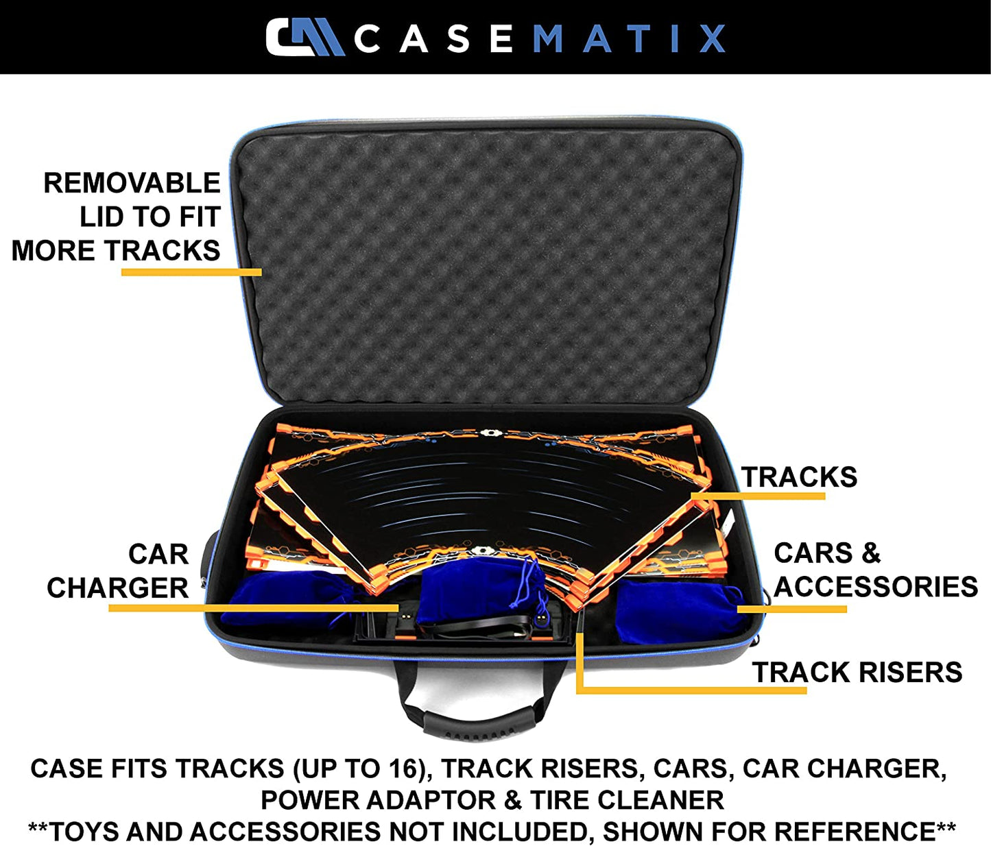 Carry Case for Radio-controlled Cars Compatible with Anki Overdrive Starter Kit & Expansion Tracks - Hard Shell EVA with 3 Organizer Bags - Case Only