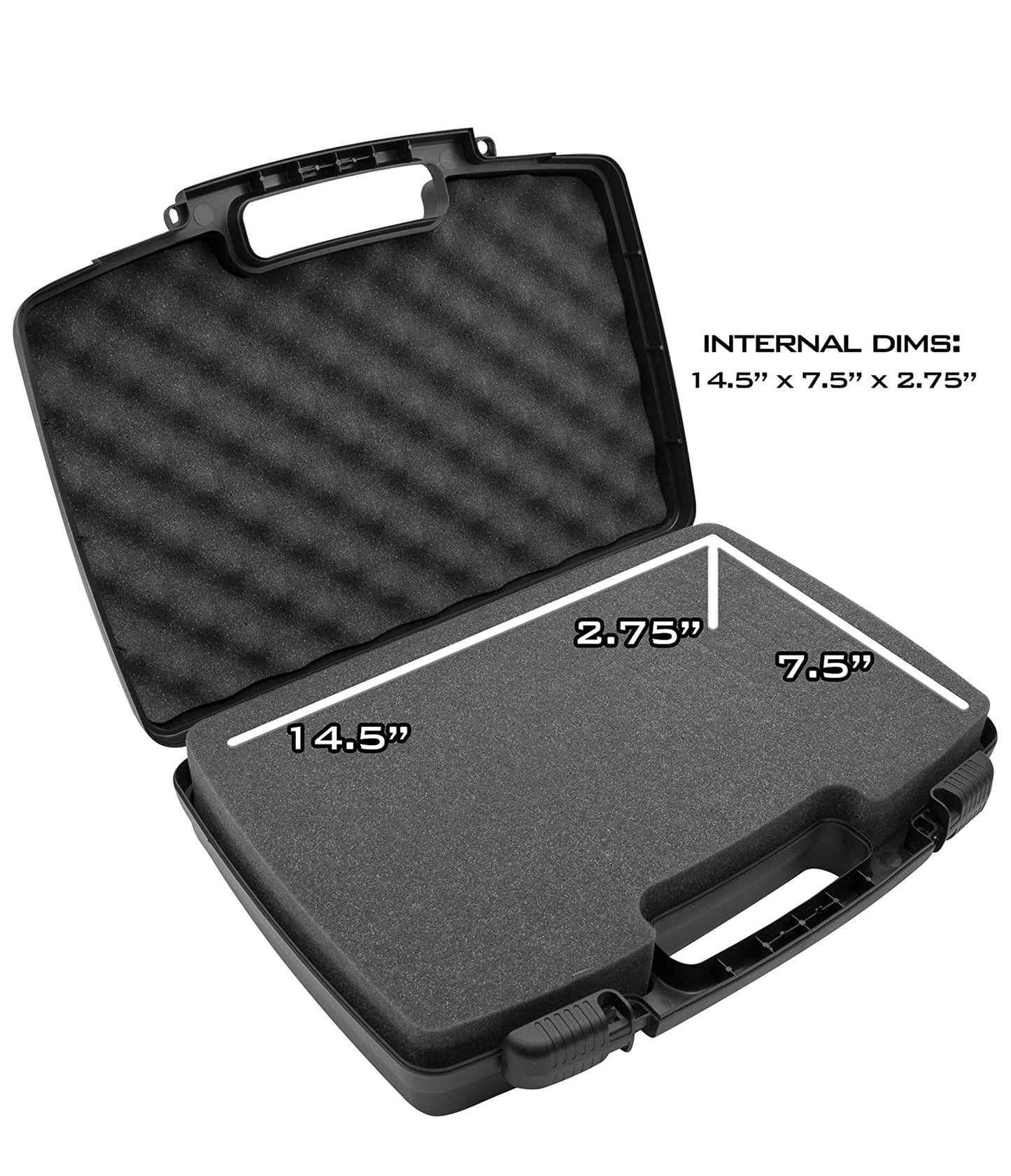 17" Hard Travel Case with Padlock Rings and Customizable Foam - Fits Accessories up to 14.5" x 7.5" x 2.75"