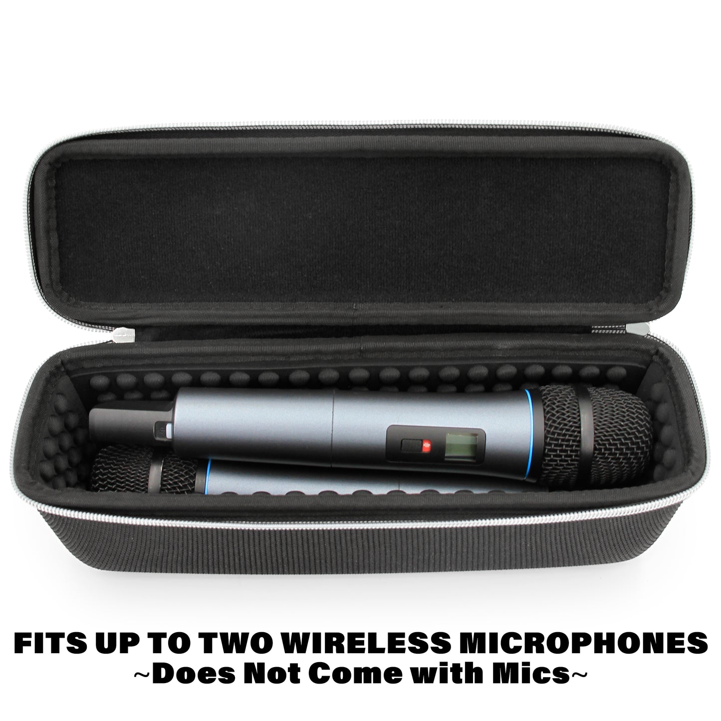 Wireless Microphone Case Compatible with 11" Wireless Mic System Handheld Microphones Fits Up To Two Mics - Black Case Only