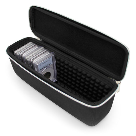 Hard Shell Graded Coin Storage Box with Padded Interior Compatible with 25 NGC PCGS Graded Coin Slabs for Collectors, Fits All Graded Coins