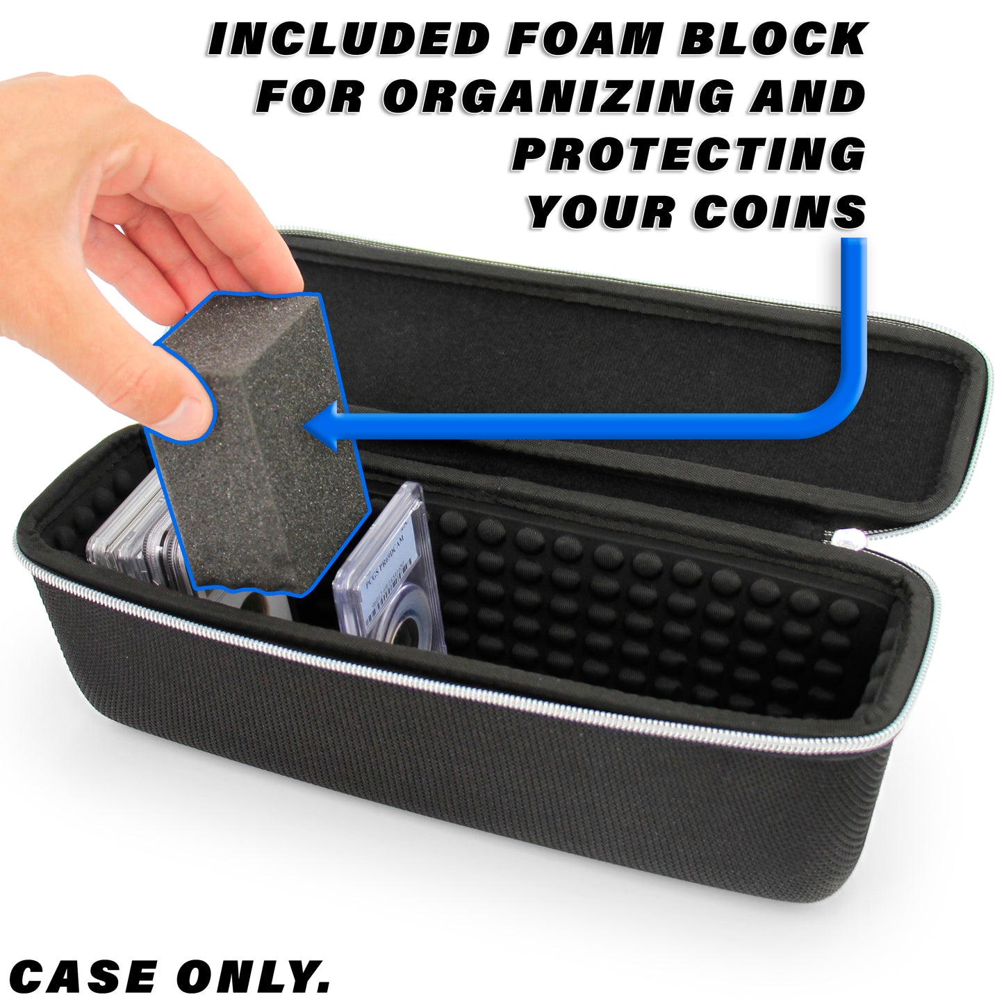 Hard Shell Graded Coin Storage Box with Padded Interior Compatible with 25 NGC PCGS Graded Coin Slabs for Collectors, Fits All Graded Coins