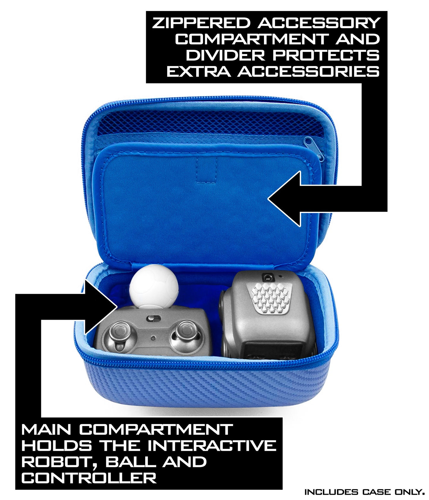 Blue Toy Case for Boxer Interactive Ai Robot, Includes Toy Box and Felt Bag to Hold Game Activating Feature Cards, Case Only