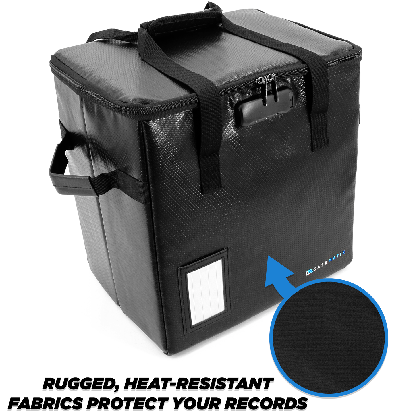Vinyl Record Case For Up To 40 Records - Fire Resistant Vinyl Record Storage Case with Combination Lock and Removable Divider