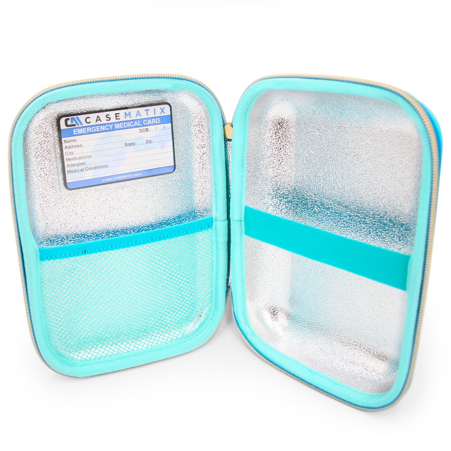 8" Turquoise Asthma Inhaler Case for Travel Fits Spacer, Mask and Accessories, Includes Case Only