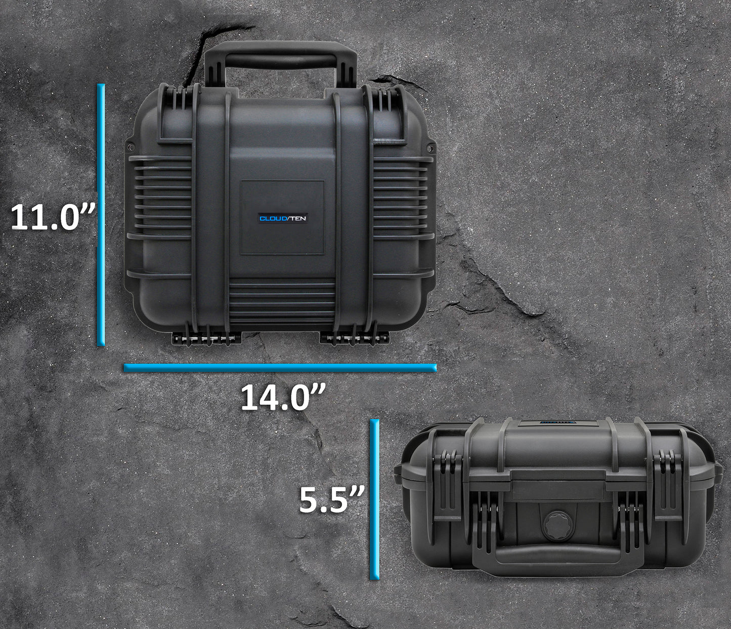 14" Waterproof Hard Travel Case with Padlock Rings and Customizable Foam - Fits Accessories up to 10.5" x 7.5" x 4.25"