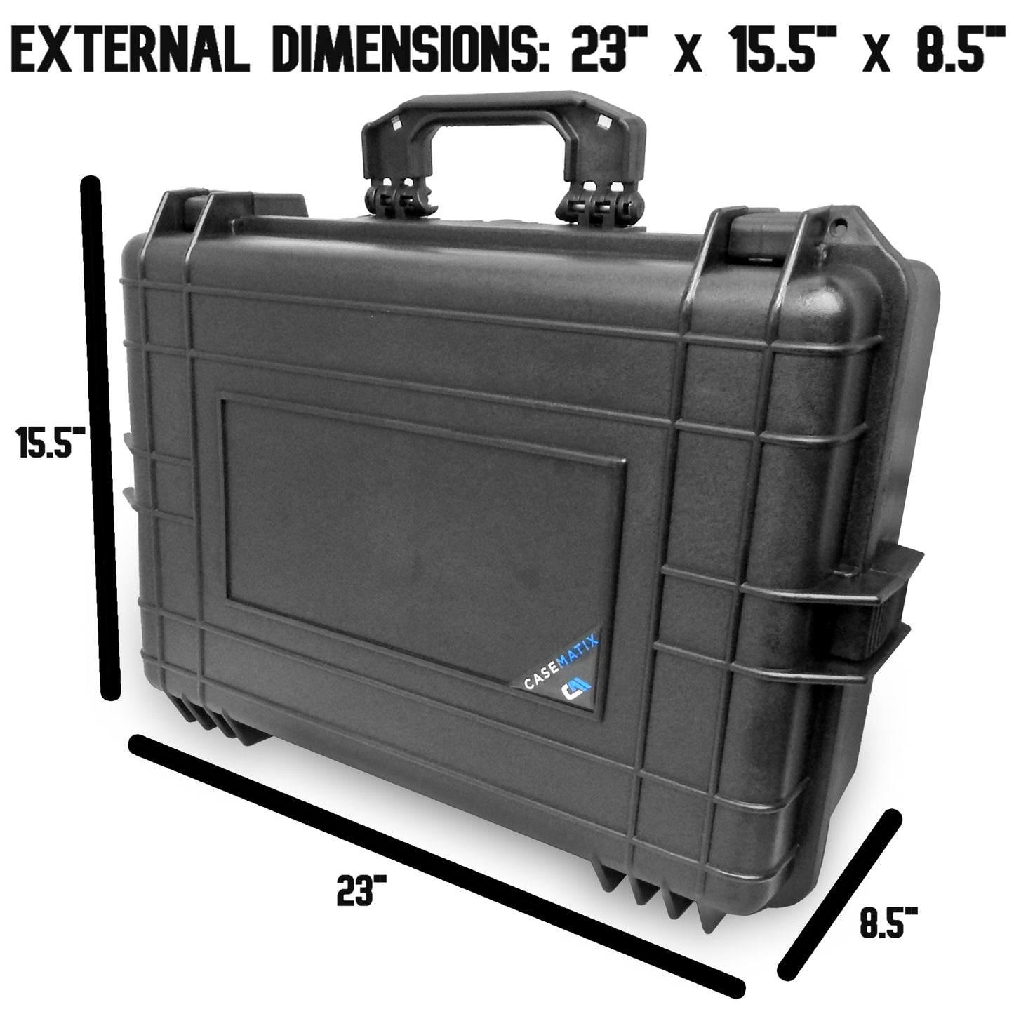 23" Waterproof Hard Travel Case with Padlock Rings and Customizable Foam - Fits Accessories up to 18" x 11" x 6"