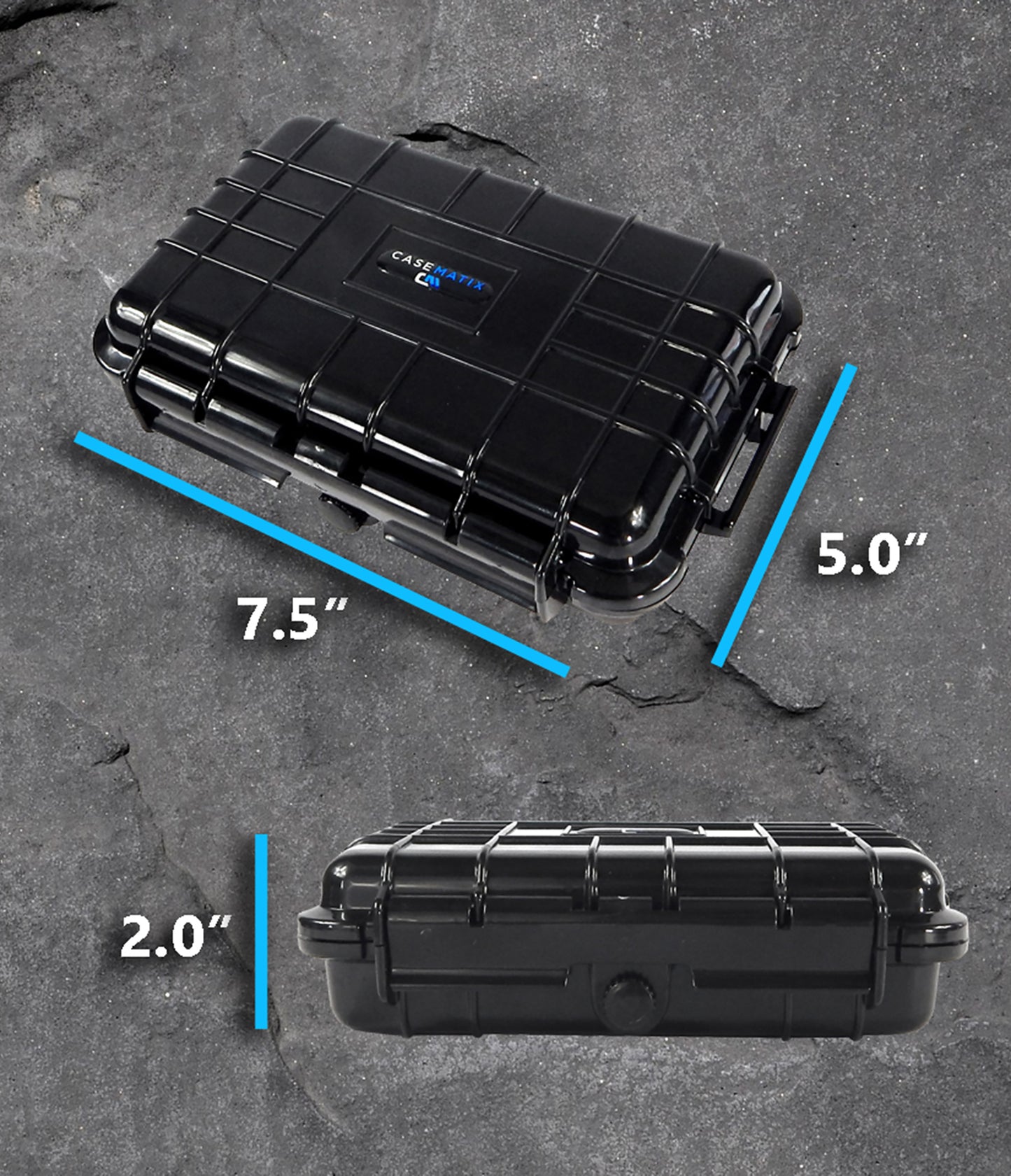 7.4" Waterproof Hard Travel Case with Customizable Foam - Fits Accessories up to 6.3" x 3.75" x 1.25"