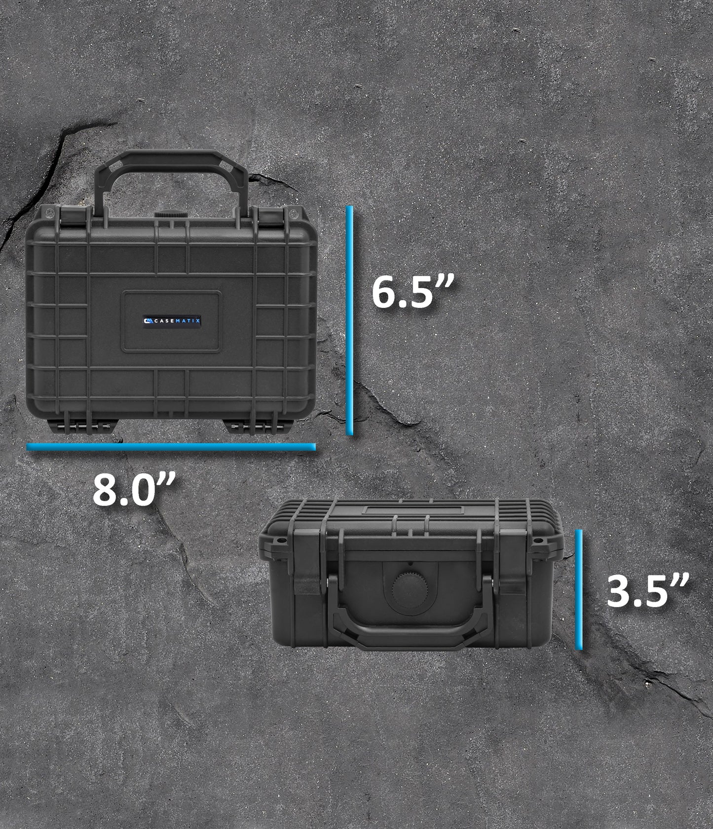 8" Waterproof Hard Travel Case with Padlock Rings and Customizable Foam - Fits Accessories up to 6" x 3.5" x 2.75"