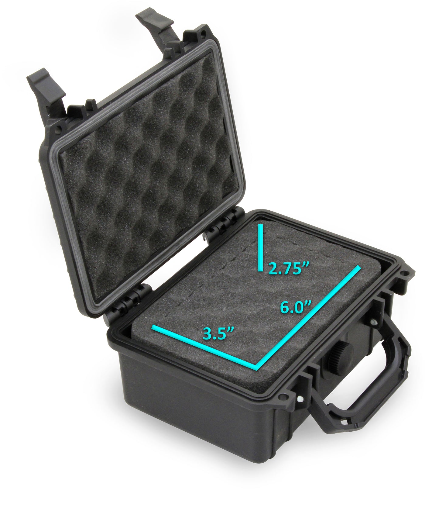 8" Waterproof Hard Travel Case with Padlock Rings and Customizable Foam - Fits Accessories up to 6" x 3.5" x 2.75"