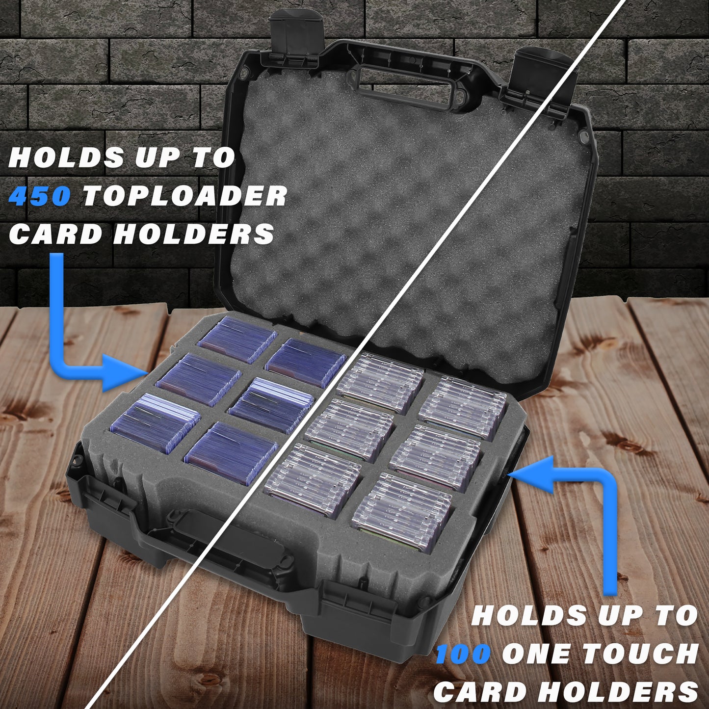 Toploader Card Storage Case for Trading Cards Fits 450 Toploader or 100 One Touch Card Holders, Toploader Storage Box with 12 Compartments