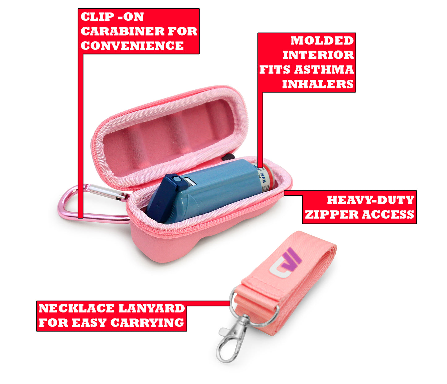 Asthma Inhaler Case - Professional Protection Travel Case for Standard Inhalers with Color Options