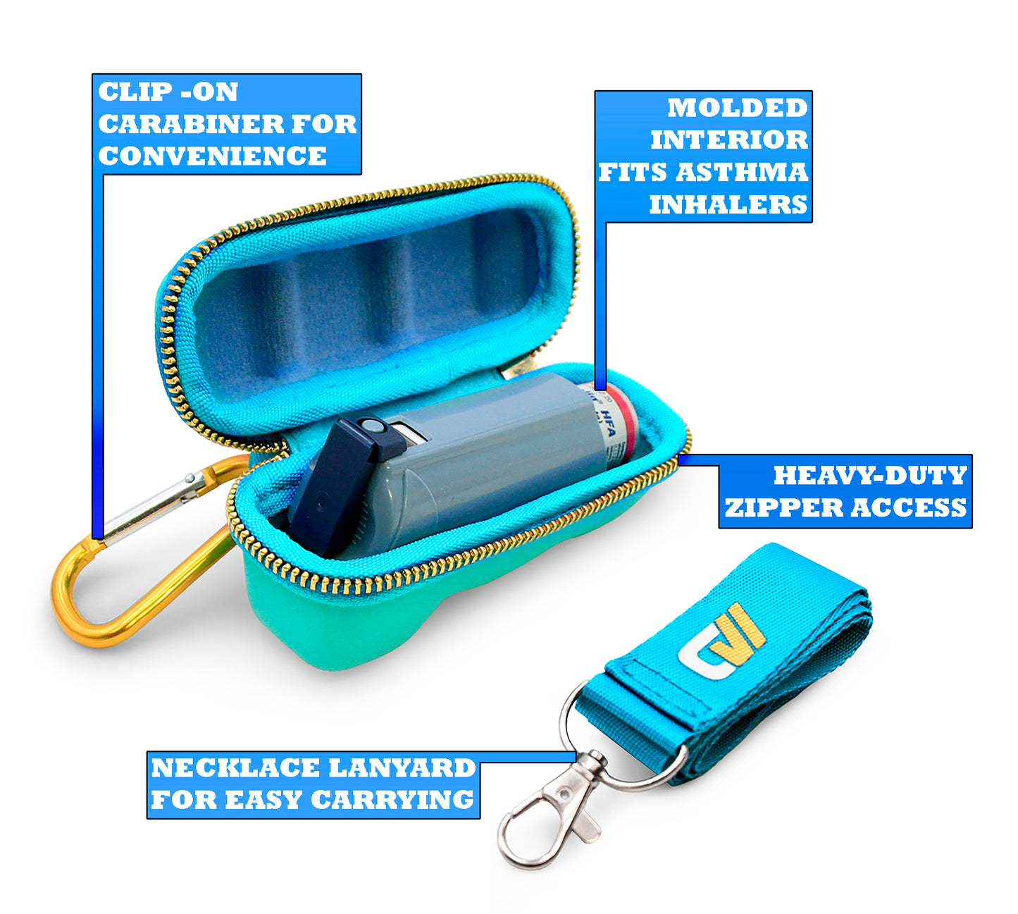 Asthma Inhaler Case - Professional Protection Travel Case for Standard Inhalers with Color Options