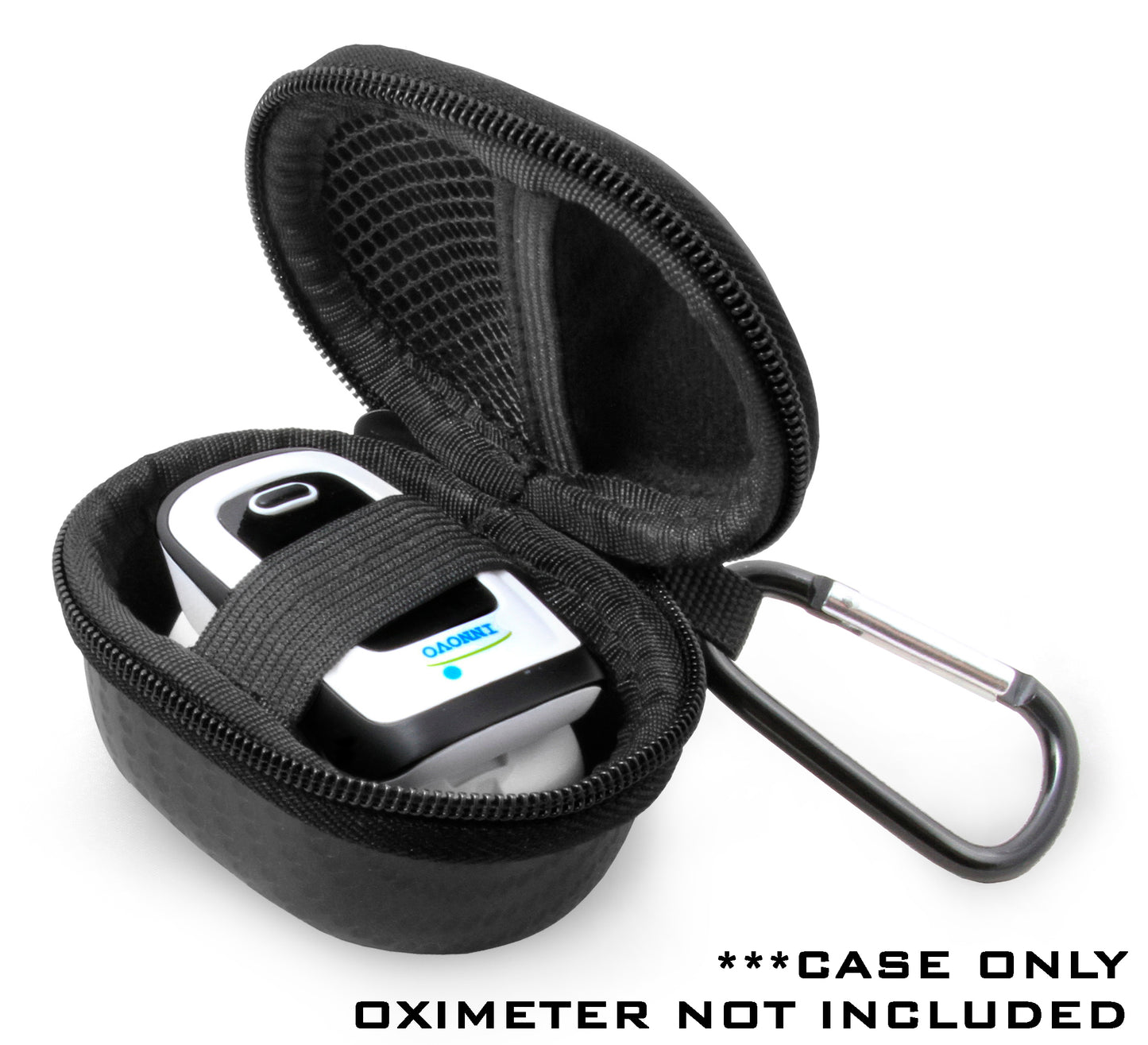 Water Resistant Pulse Oximeter Case - Universal Travel Protection for Zacurate Pro, Innovo Deluxe & Santamedical with Carabiner