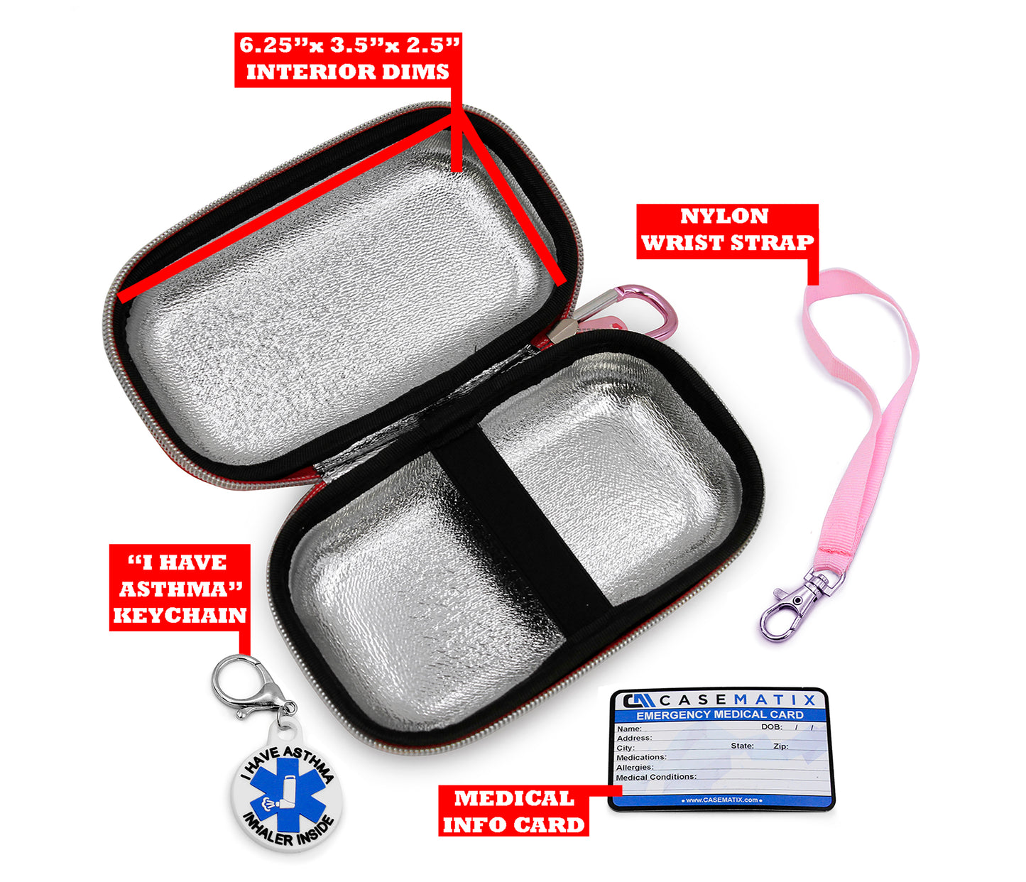 Insulated Travel Bag Case for Children and Adults Compatible with Inhalers, Epipens and Other Medical Devices- Includes Case Only with Mylar Lining