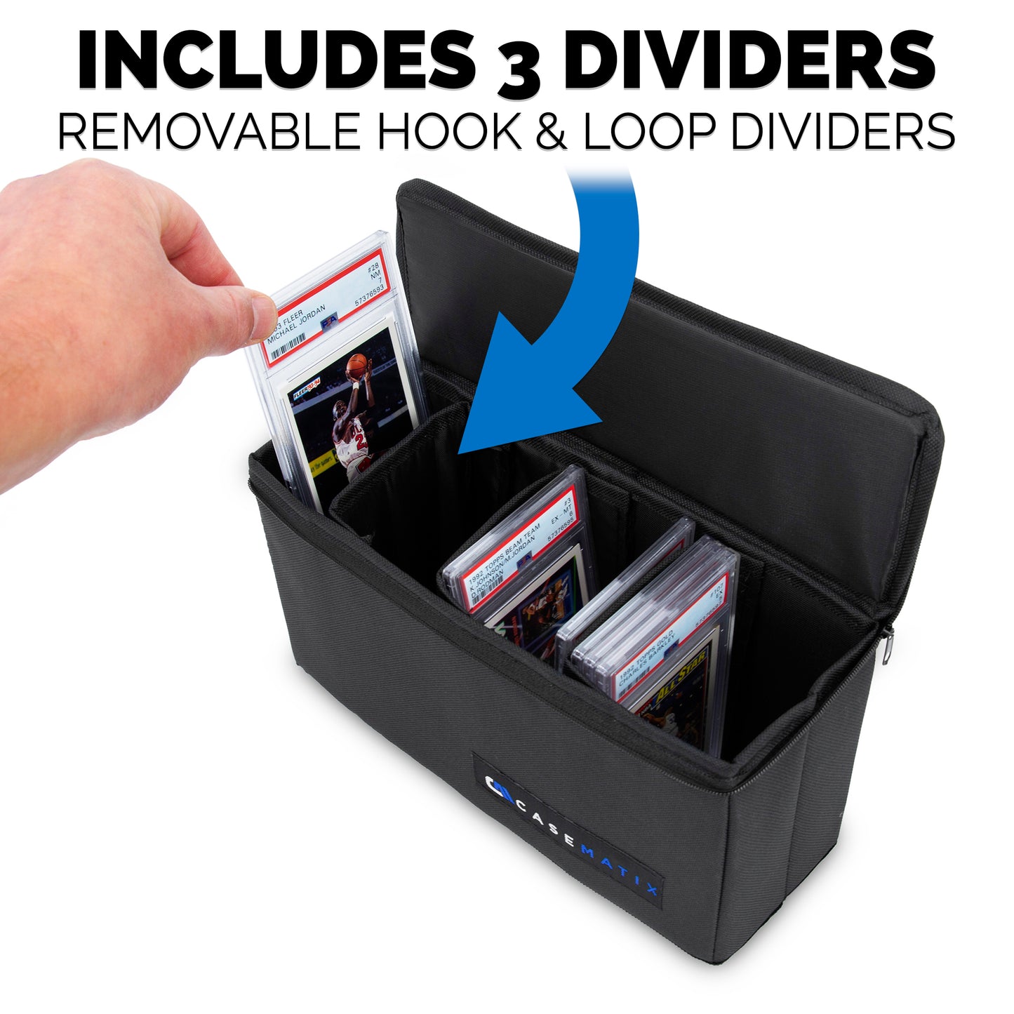Graded Card Case Light Duty Compatible with 30 BGS PSA Graded Sports Trading Cards, Collapsible Graded Slab Trading Card Box with 3 Dividers