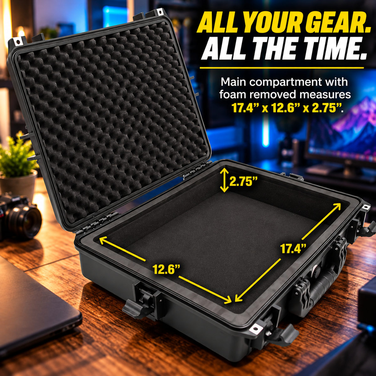 Waterproof IP67 Laptop Hard Case for 15.6-17.3 inch Gaming Laptops - Laptop Case with Foam Compatible with Asus Acer MSI Alienware Gaming & More