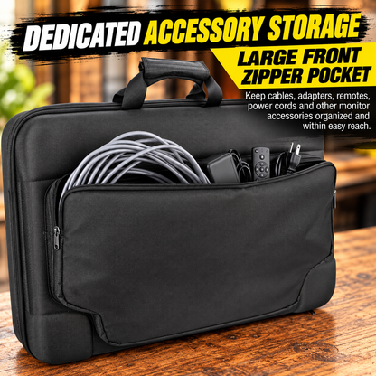 Portable Monitor Case Fits 24–29 Inch Gaming Monitors or Laptops – Hard Shell EVA Screen Cover with Padding & Accessory Storage for 24” & 27” Displays