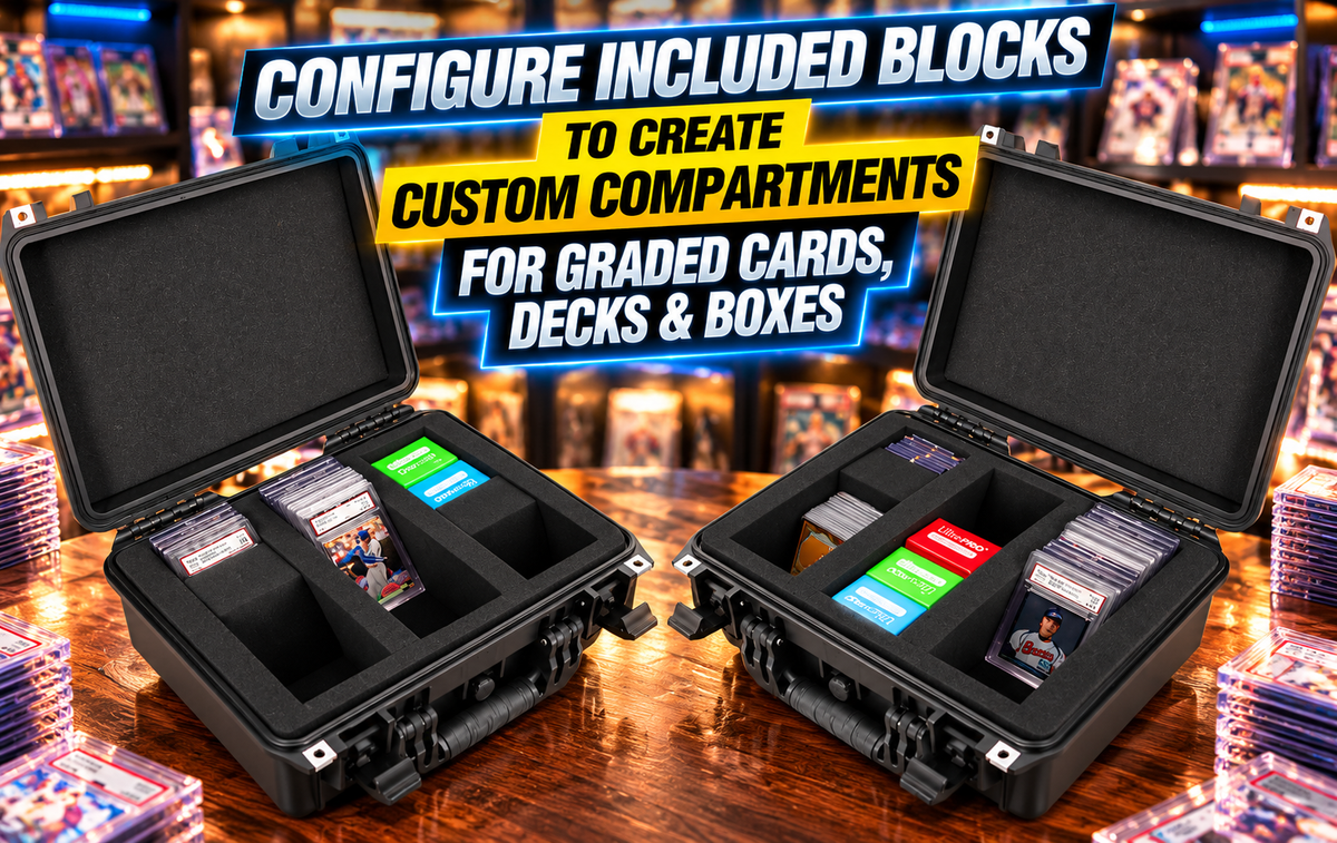 Graded Card Storage Box Fits 90+ BGS PSA Trading Cards TCG, Waterproof Sports Card Case with Three Custom Graded Card Case Compartments