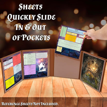 DM Screen 8-Panel Deluxe GM Screen - Eight Panel Folding Dungeon Master Screen for TTRPGs - Inserts Not Included - Black, Brown or Green Options