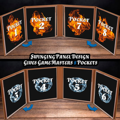 DM Screen 8-Panel Deluxe GM Screen - Eight Panel Folding Dungeon Master Screen for TTRPGs - Inserts Not Included - Black, Brown or Green Options