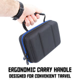 CASEMATIX Hard Shell Electronics Organizer Travel Case with 2 Adjustable Cable Bag Dividers, 3 Zipper Pouches and Elastic Cable Loops
