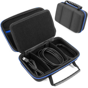 CASEMATIX Hard Shell Electronics Organizer Travel Case with 2 Adjustable Cable Bag Dividers, 3 Zipper Pouches and Elastic Cable Loops