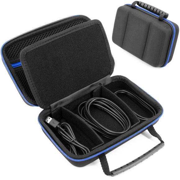 CASEMATIX Hard Shell Electronics Organizer Travel Case with 2 Adjustable Cable Bag Dividers, 3 Zipper Pouches and Elastic Cable Loops