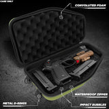 CASEMATIX Locking Pistol Case Fits Small to Large 9mm Pistols with Room For Extra Clips and Attachments - Premium Green Handgun Case with Lock Zippers