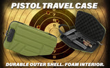 CASEMATIX Locking Pistol Case Fits Small to Large 9mm Pistols with Room For Extra Clips and Attachments - Premium Green Handgun Case with Lock Zippers