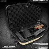 CASEMATIX Locking Pistol Case Fits Small to Large 9mm Pistols with Room For Extra Clips and Attachments - Tan Handgun Case with Lock Zippers, Tan