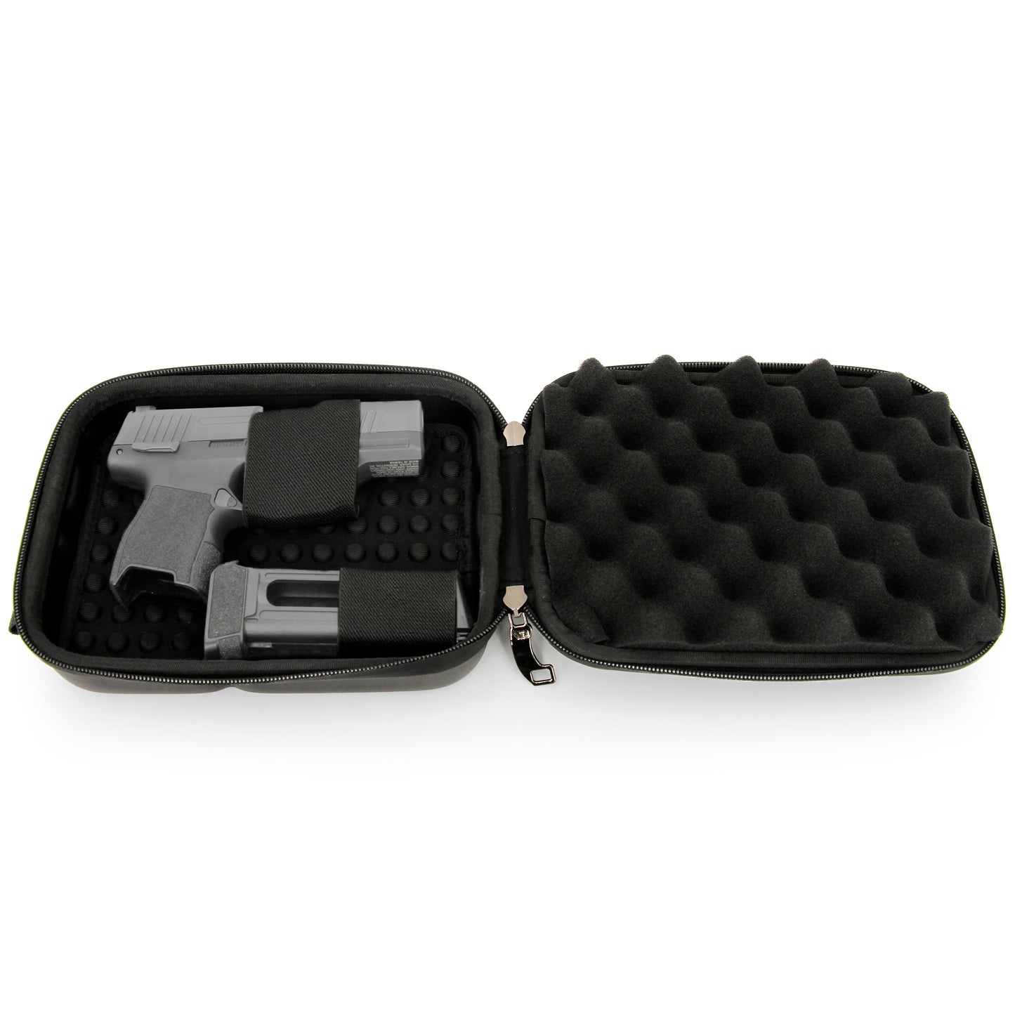 Concealed Carry Locking Pistol Case Fits 9mm Pistols and Extra Mag - Portable EVA Handgun Case Water Resistant Gun Bag and Shoulder Strap