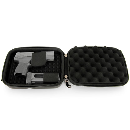 Concealed Carry Locking Pistol Case Fits 9mm Pistols and Extra Mag - Portable EVA Handgun Case Water Resistant Gun Bag and Shoulder Strap