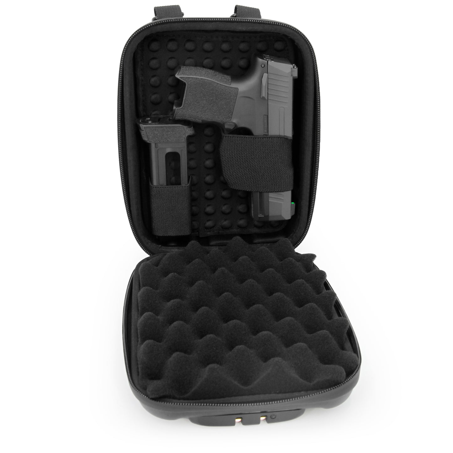 Concealed Carry Locking Pistol Case Fits 9mm Pistols and Extra Mag - Portable EVA Handgun Case Water Resistant Gun Bag and Shoulder Strap