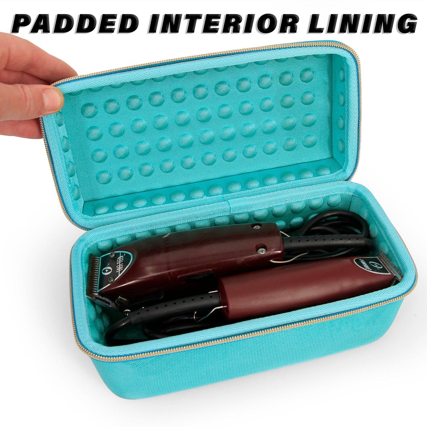 Clipper Case Holds Up to 3 Clippers, Hair Buzzers, Trimmers or T-Finisher Up to 8.5" - Travel Barber Case Only, Turquoise