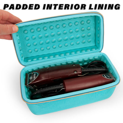 Clipper Case Holds Up to 3 Clippers, Hair Buzzers, Trimmers or T-Finisher Up to 8.5" - Travel Barber Case Only, Turquoise