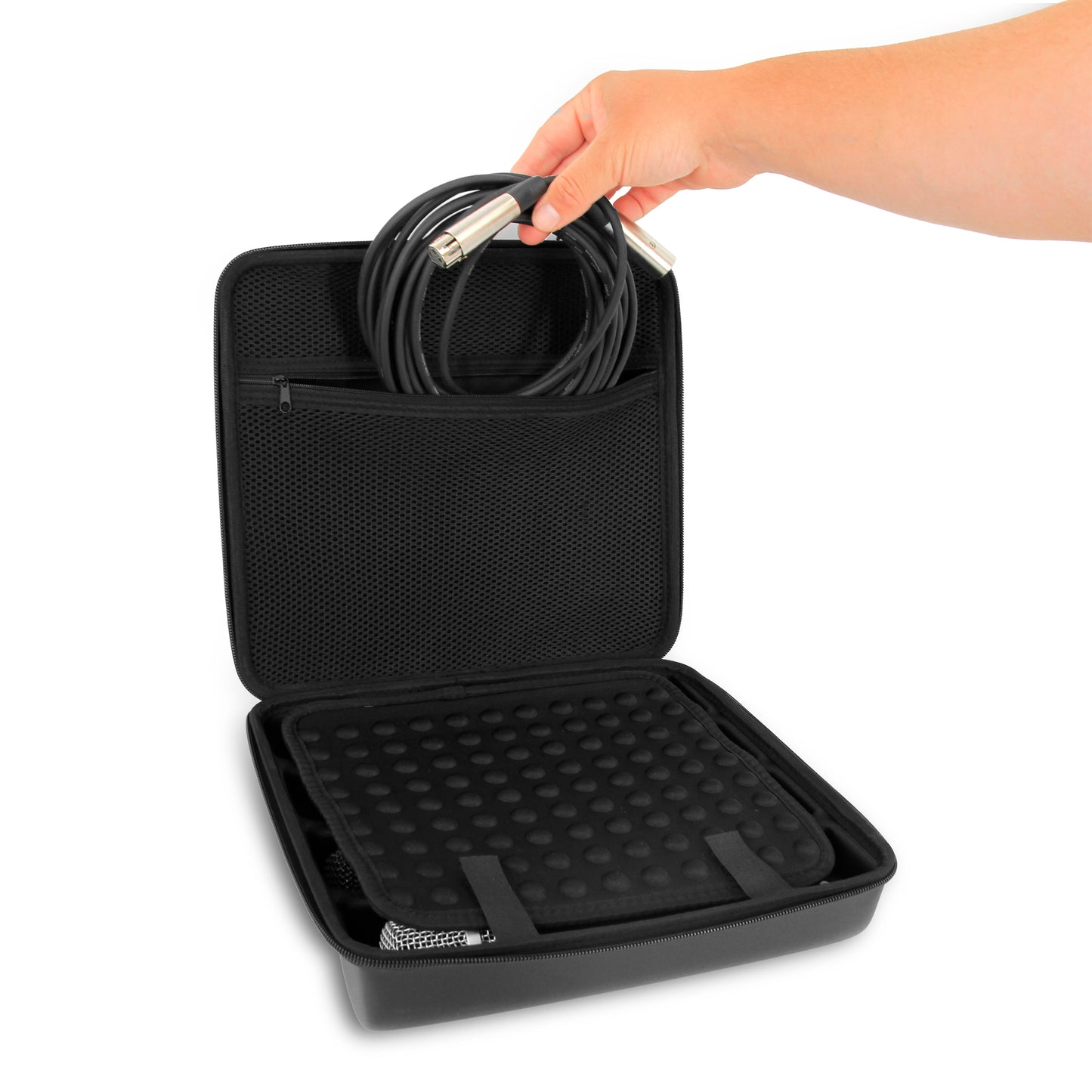 Wireless Microphone Case Compatible with Four Microphones Up To 10.75" by Sennheiser, Shure and More - Mic Case for Travel with Lid Storage
