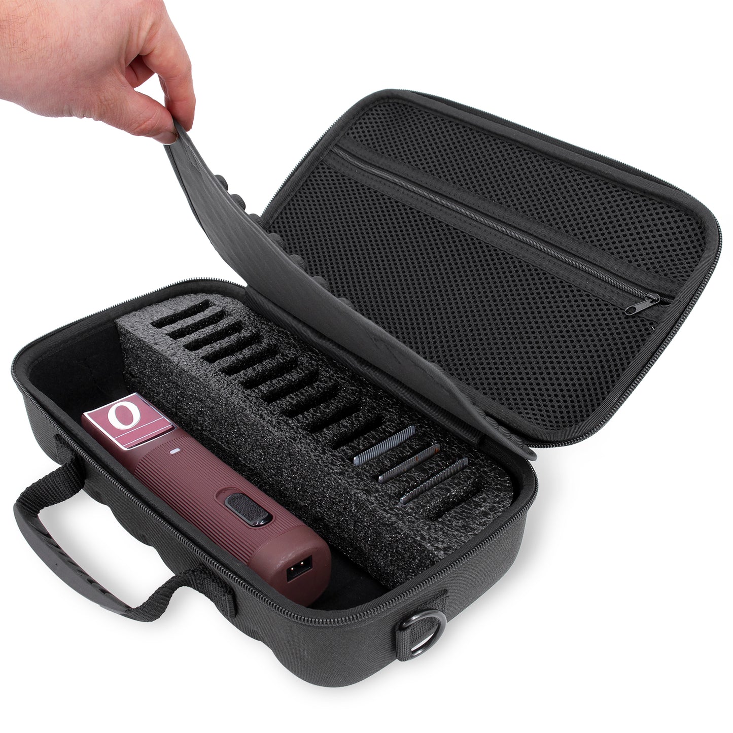 Hair Clipper Case For Barbers Compatible with 14 Metal Andis, Oster, Wahl - Detachable Clipper Blades, Includes Black Carry Case Only